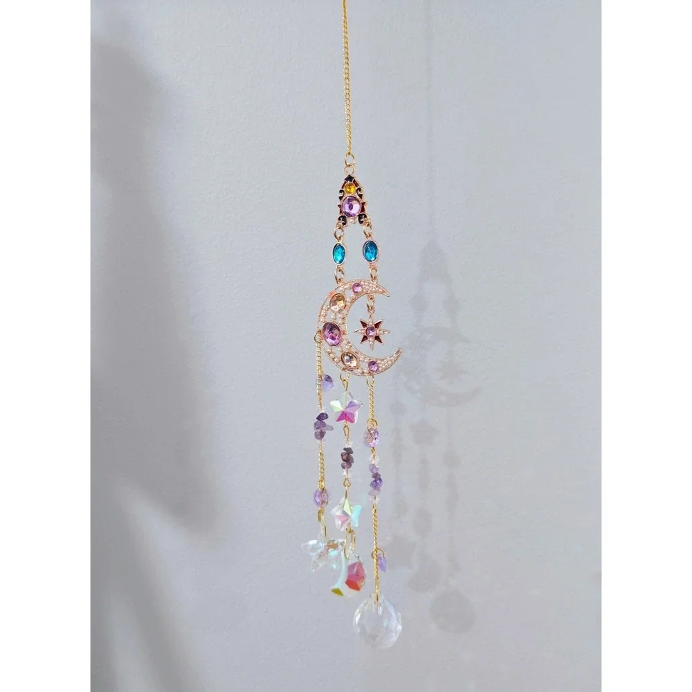 Crystal Suncatcher Rainbow Maker Prism Home Decor Celestial Moon Stars 17